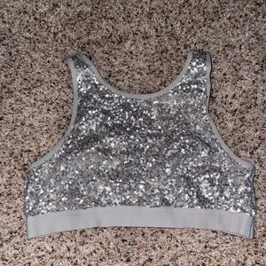 Aerie Soft Gray Sequin Top